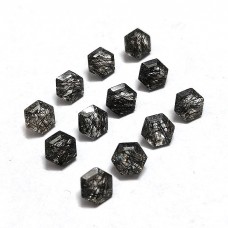 Natural black rutile quartz 6x6mm hexagon cut 0.87 cts